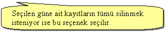 Keleri Yuvarlanm Dikdrtgen Belirtme izgisi: Seilen gne ait kaytlarn tm silinmek isteniyor ise bu seenek seilir.